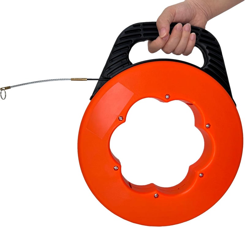 VGongTech 3mm 100ft Fish Tape Reel Fiberglass Cable Puller Cable Rods Kit Electrical Cable Puller Through Wall Wire Guide Device Threader - Image 1